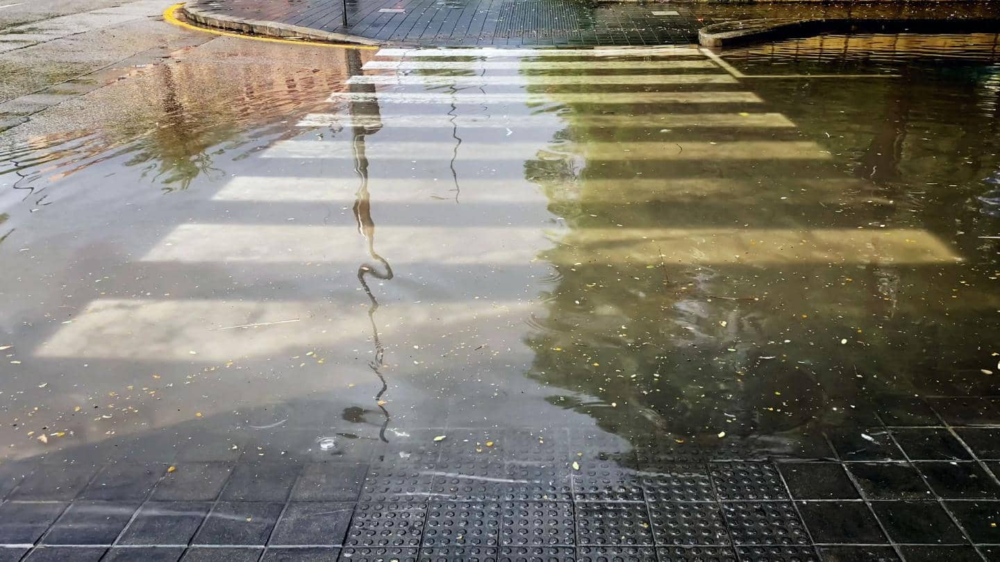 Oversvømmet fodgængerfelt